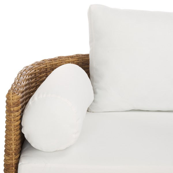 Anguilla Wicker Outdoor Chaise Sectional in Natural and White