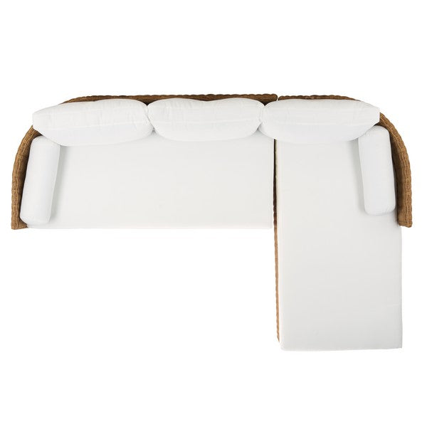 Anguilla Wicker Outdoor Chaise Sectional in Natural and White