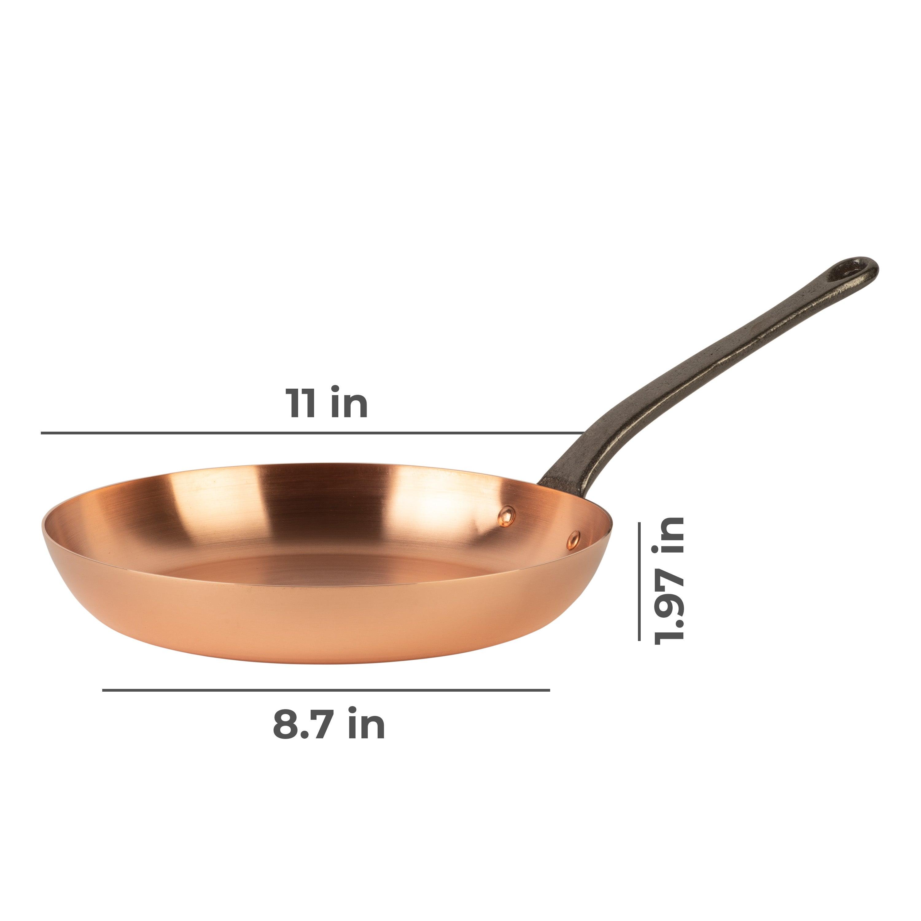 Cuisine Romefort Pure copper frying pan without coating, Ø 11 in