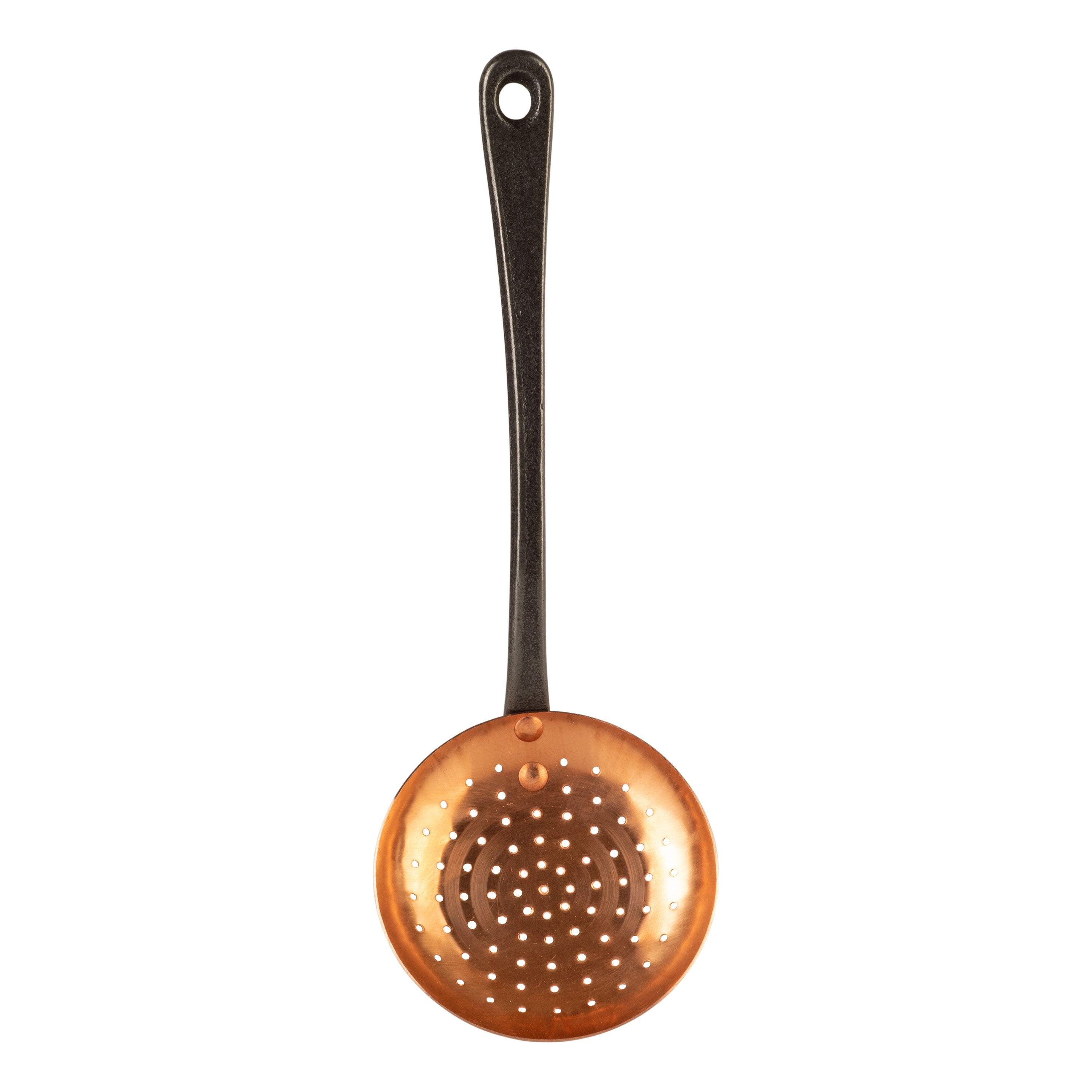 Cuisine Romefort Copper skimmer with cast iron handle