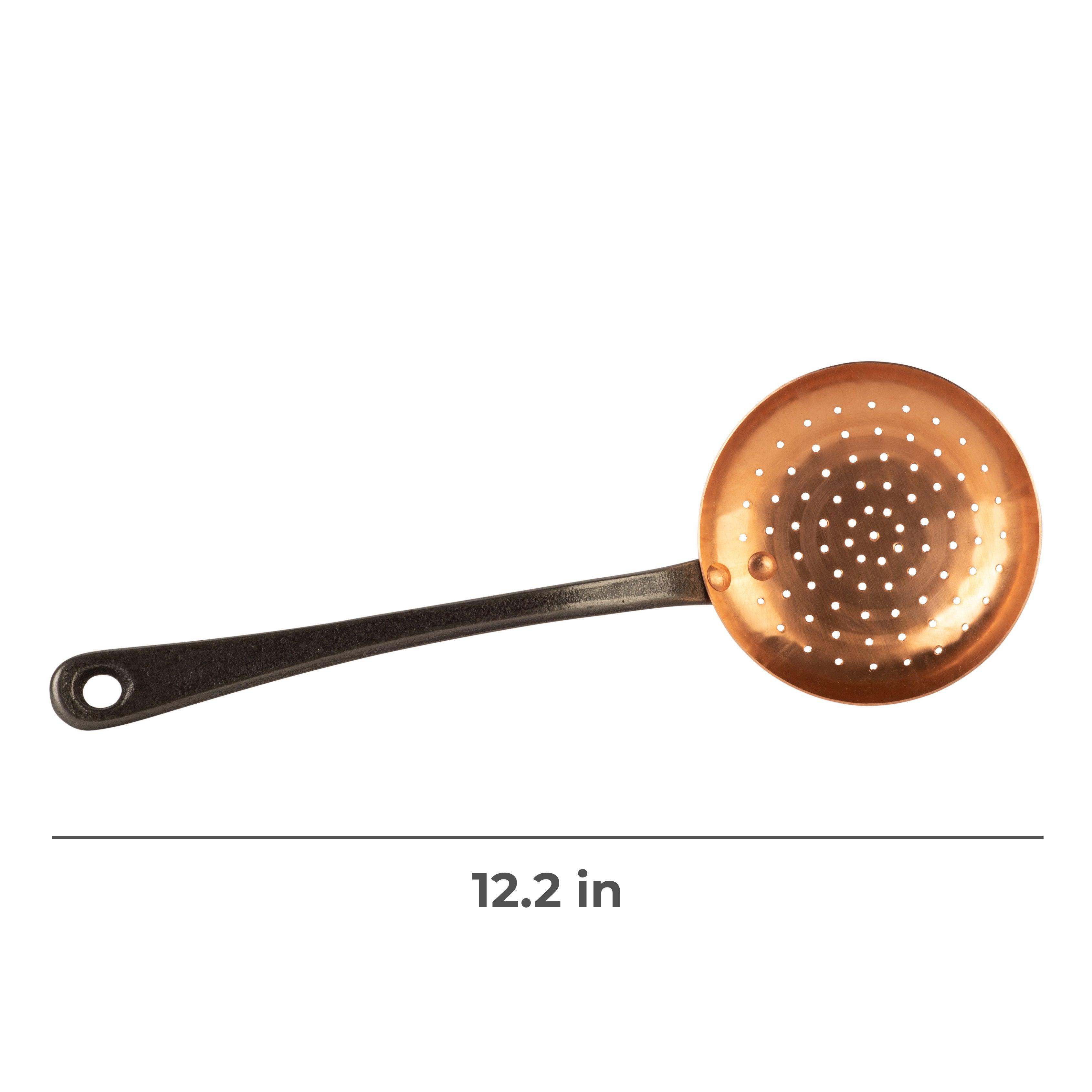 Cuisine Romefort Copper skimmer with cast iron handle