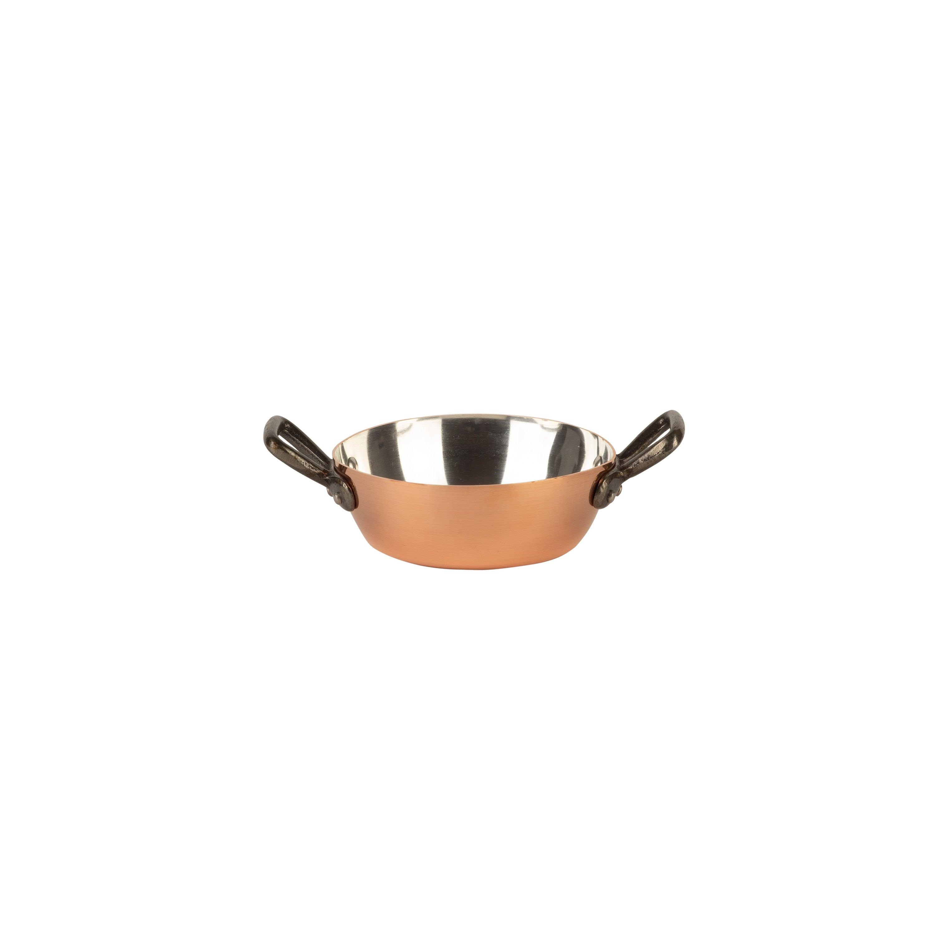 Tinned copper pan with two handles, Ø 6.3 in