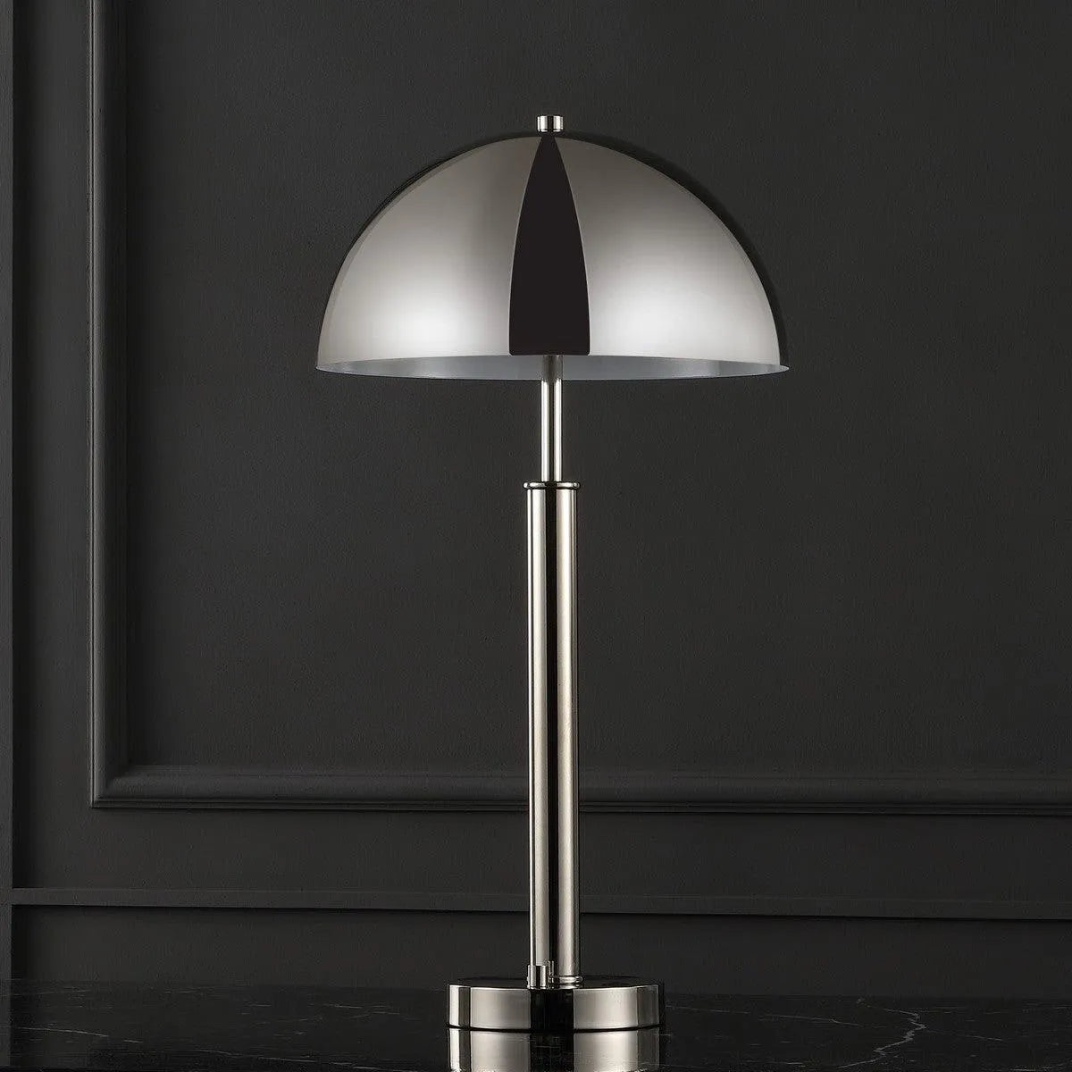 Safavieh Harvey Aesthetic Metal Dome Table Lamp in Nickel