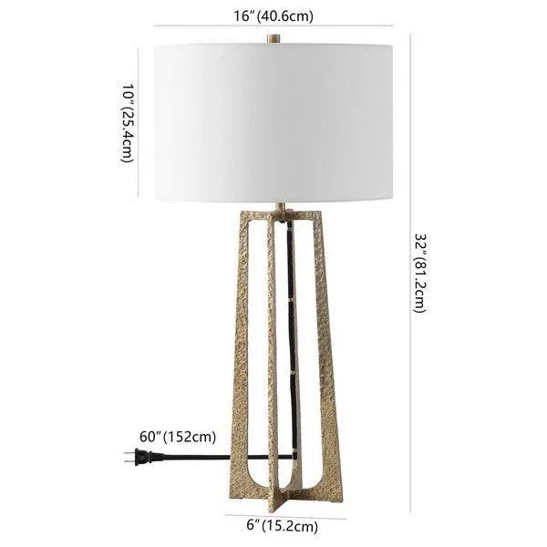 Safavieh Pollyanna Table Lamp in Antique Brass/White with Built-in Dimmer Switch