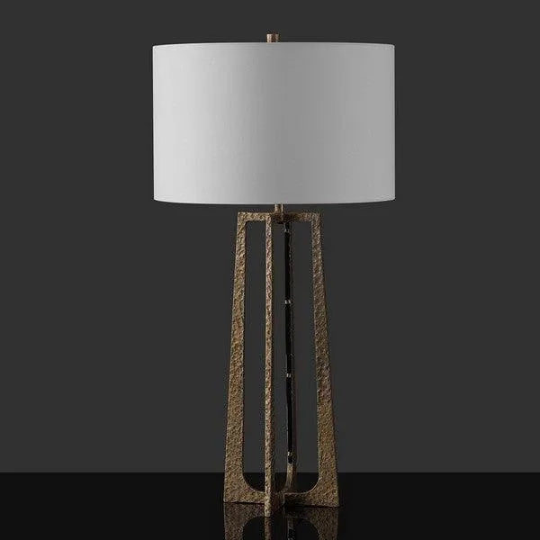 Safavieh Pollyanna Table Lamp in Antique Brass/White with Built-in Dimmer Switch