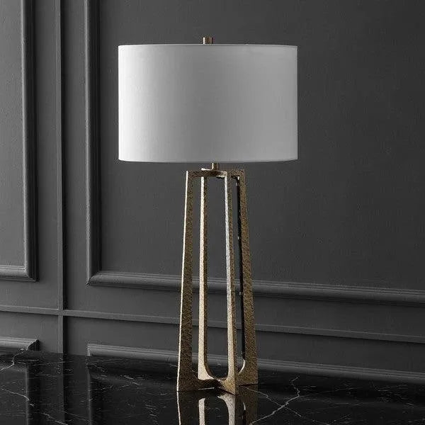 Safavieh Pollyanna Table Lamp in Antique Brass/White with Built-in Dimmer Switch