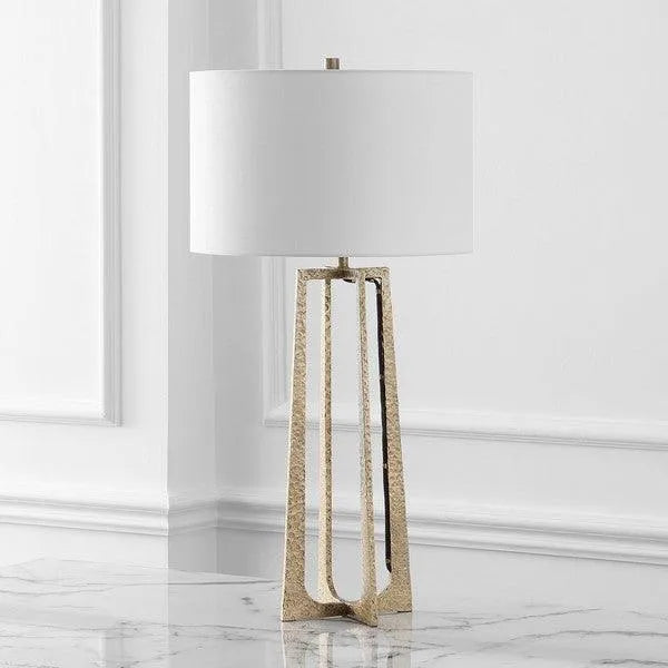 Safavieh Pollyanna Table Lamp in Antique Brass/White with Built-in Dimmer Switch