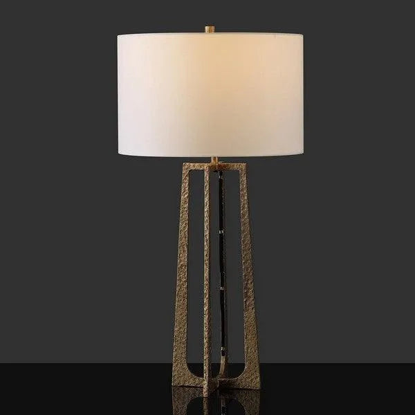 Safavieh Pollyanna Table Lamp in Antique Brass/White with Built-in Dimmer Switch