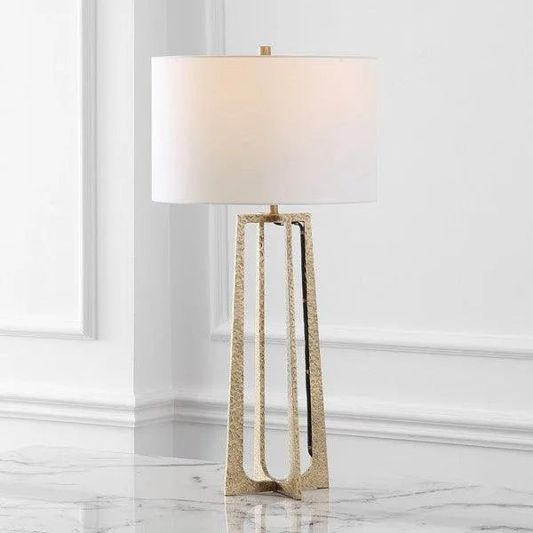 Safavieh Pollyanna Table Lamp in Antique Brass/White with Built-in Dimmer Switch