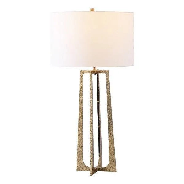 Safavieh Pollyanna Table Lamp in Antique Brass/White with Built-in Dimmer Switch