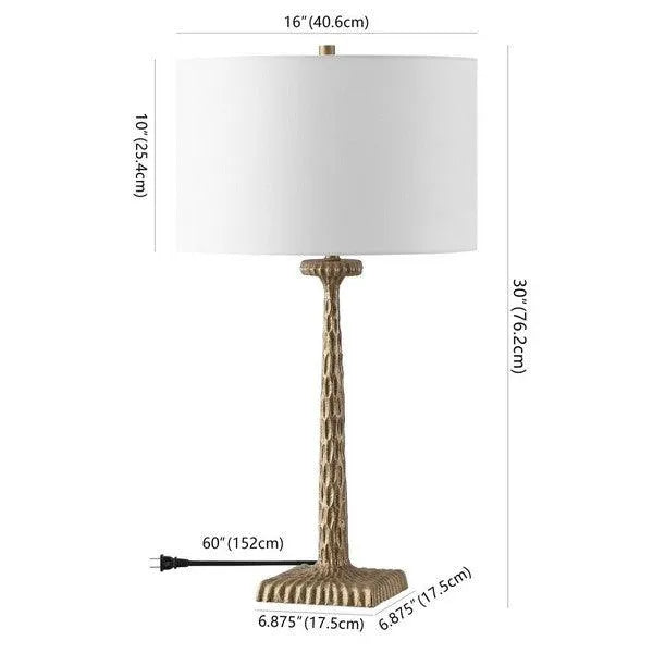 Safavieh Roxalina Table Lamp in Antique Brass/White with Dimmer Switch