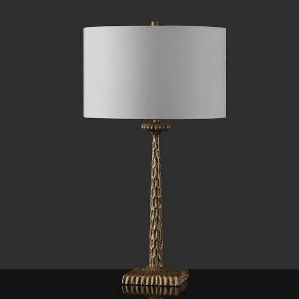 Safavieh Roxalina Table Lamp in Antique Brass/White with Dimmer Switch