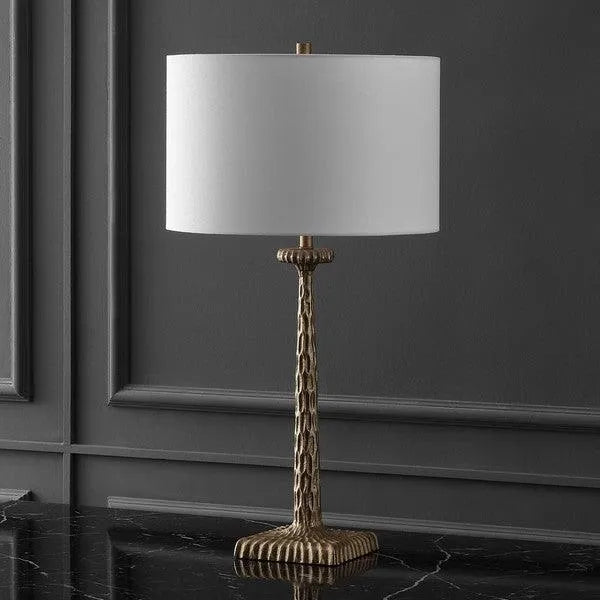 Safavieh Roxalina Table Lamp in Antique Brass/White with Dimmer Switch