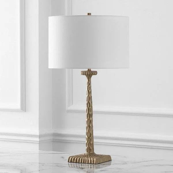 Safavieh Roxalina Table Lamp in Antique Brass/White with Dimmer Switch