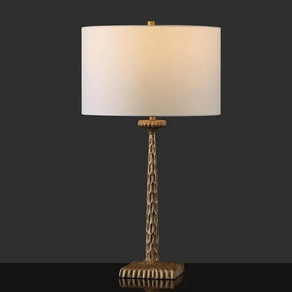 Safavieh Roxalina Table Lamp in Antique Brass/White with Dimmer Switch