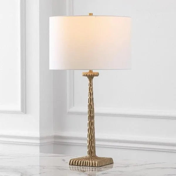 Safavieh Roxalina Table Lamp in Antique Brass/White with Dimmer Switch