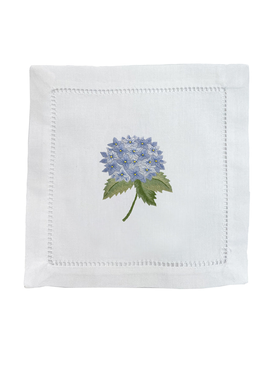 Cocktail Napkins, French Hydrangea (Light Blue), Set of 4