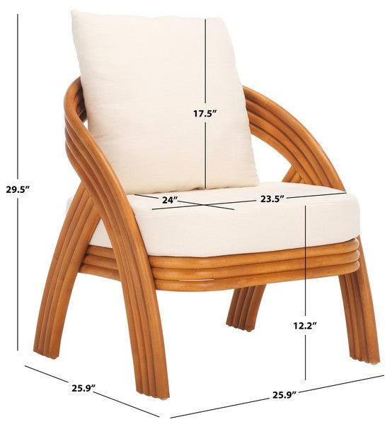 Demarco Rattan Accent Chair in Natural/White with Curved Back