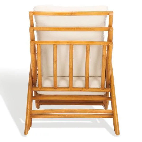 Safavieh Fernson Rattan Accent Chair in Natural/White with Inclined Back