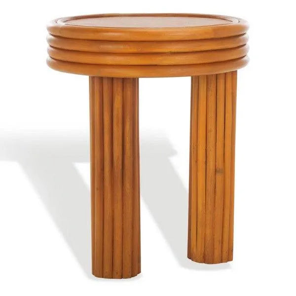 Safavieh Bayard Rattan Accent Table in Natural with Chunky Legs