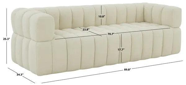 Safavieh Calyna Channel Tufted Boucle Cream Sofa