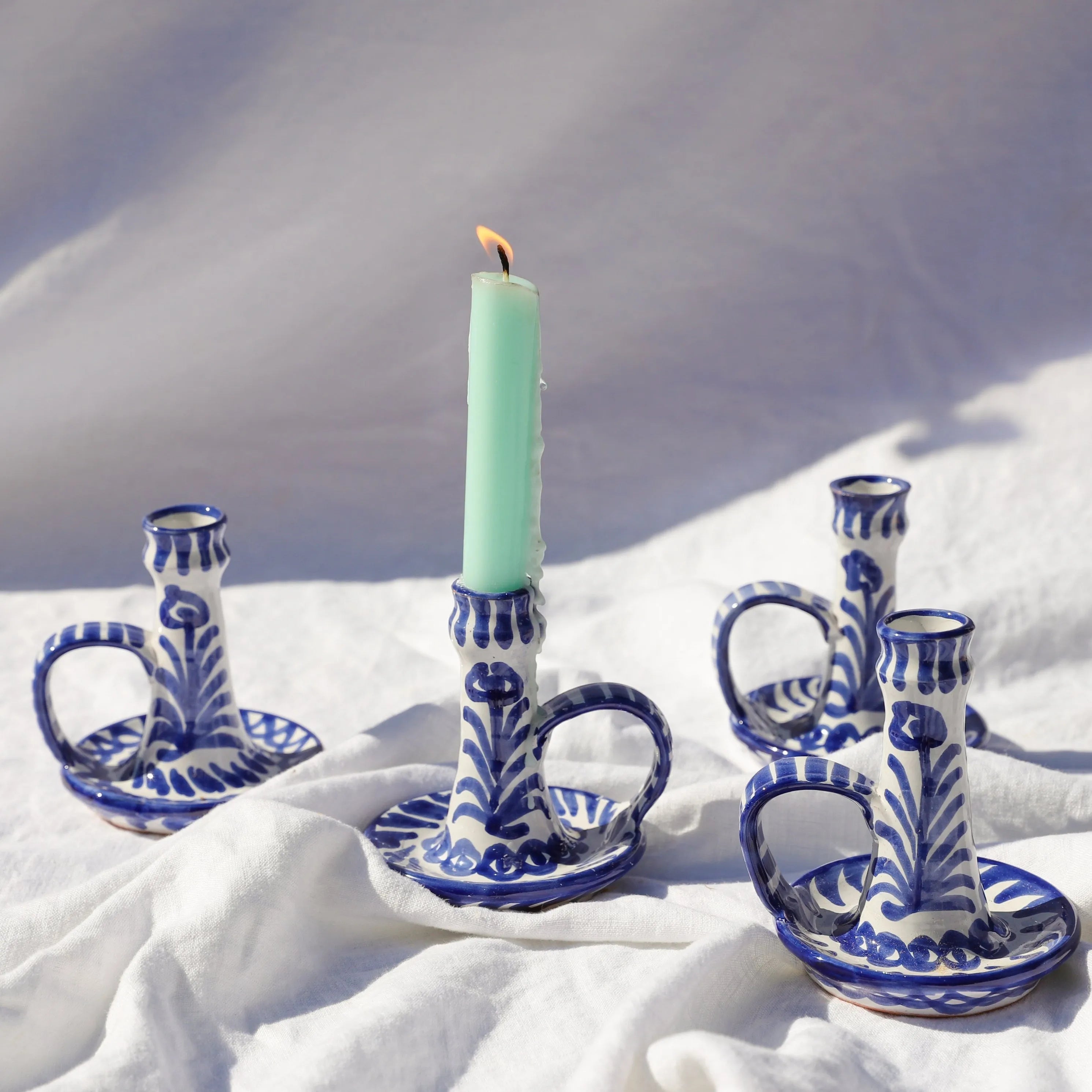 Candlestick with hand painted designs