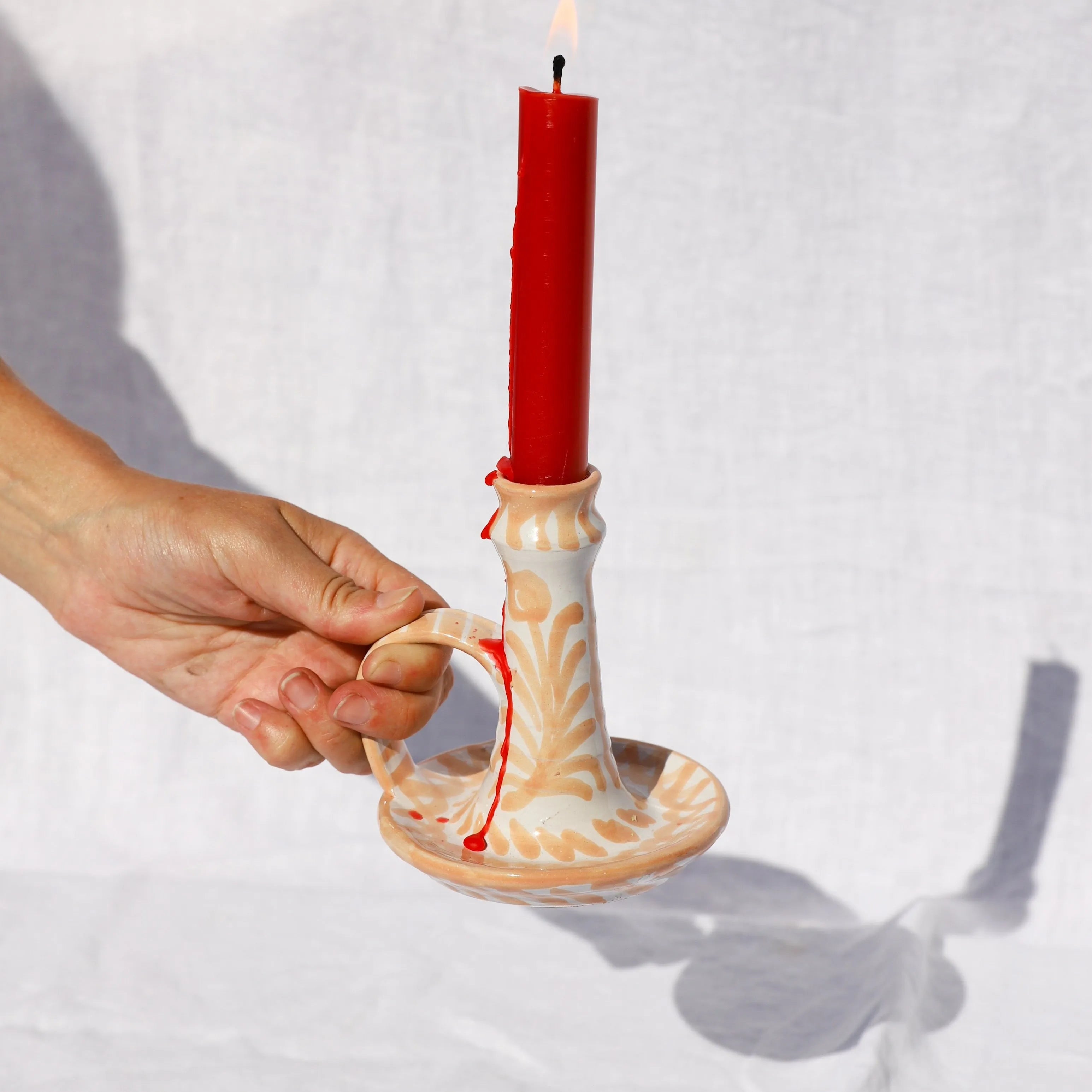 Candlestick with hand painted designs