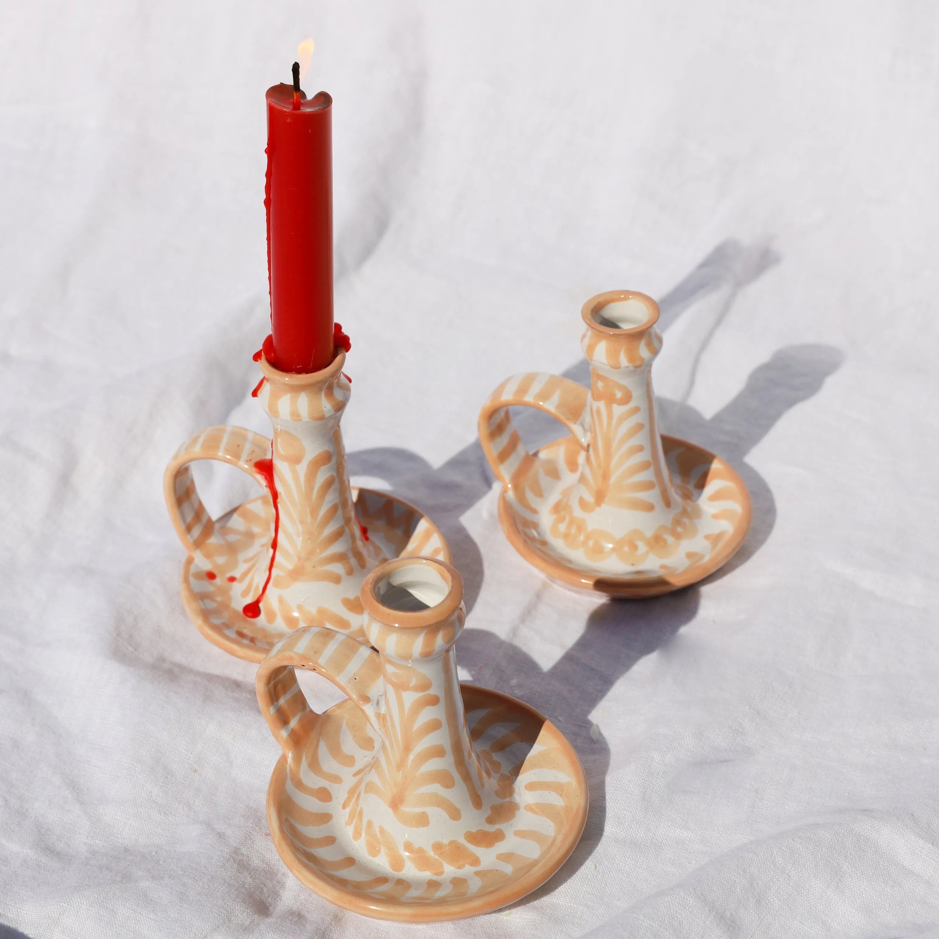 Candlestick with hand painted designs