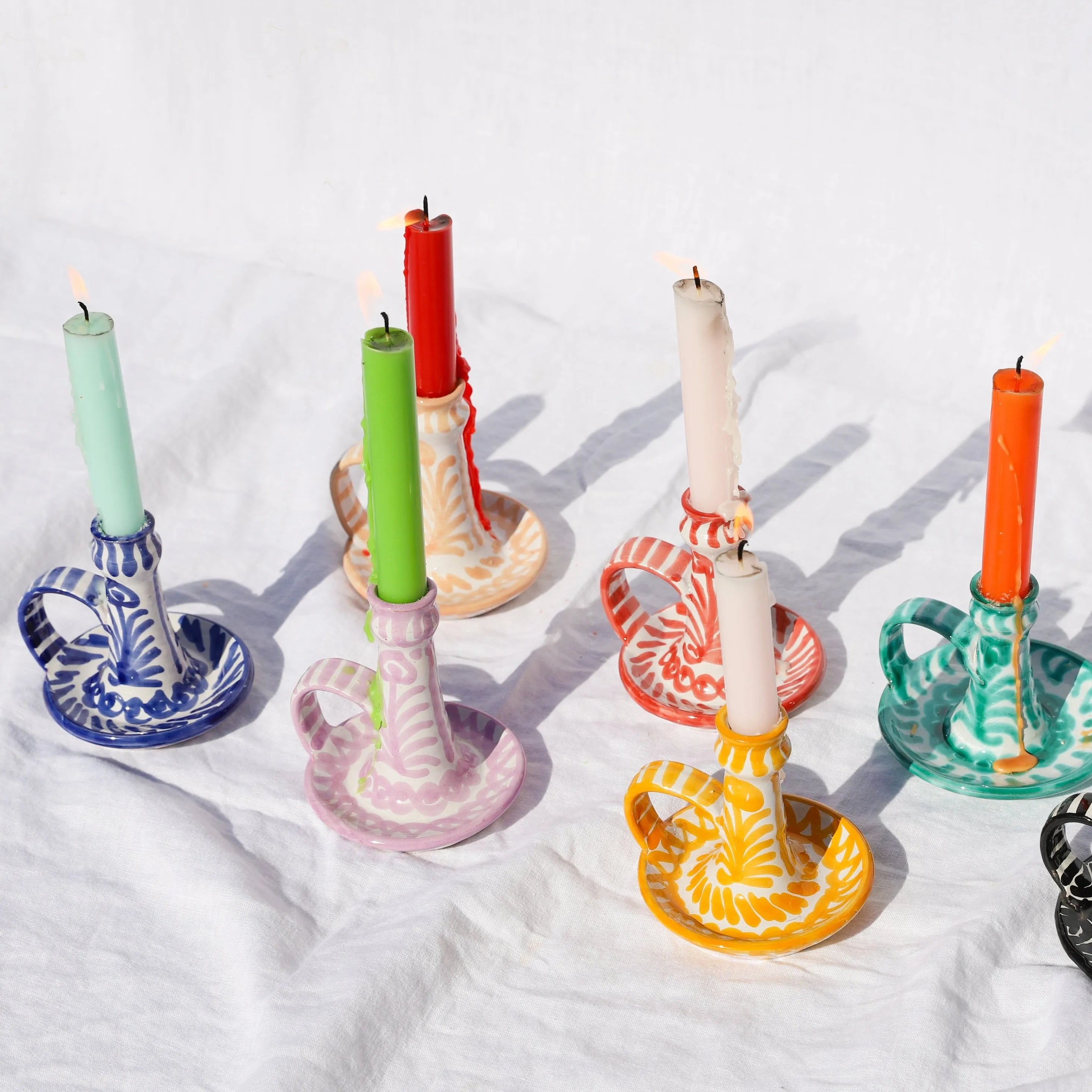 Candlestick with hand painted designs