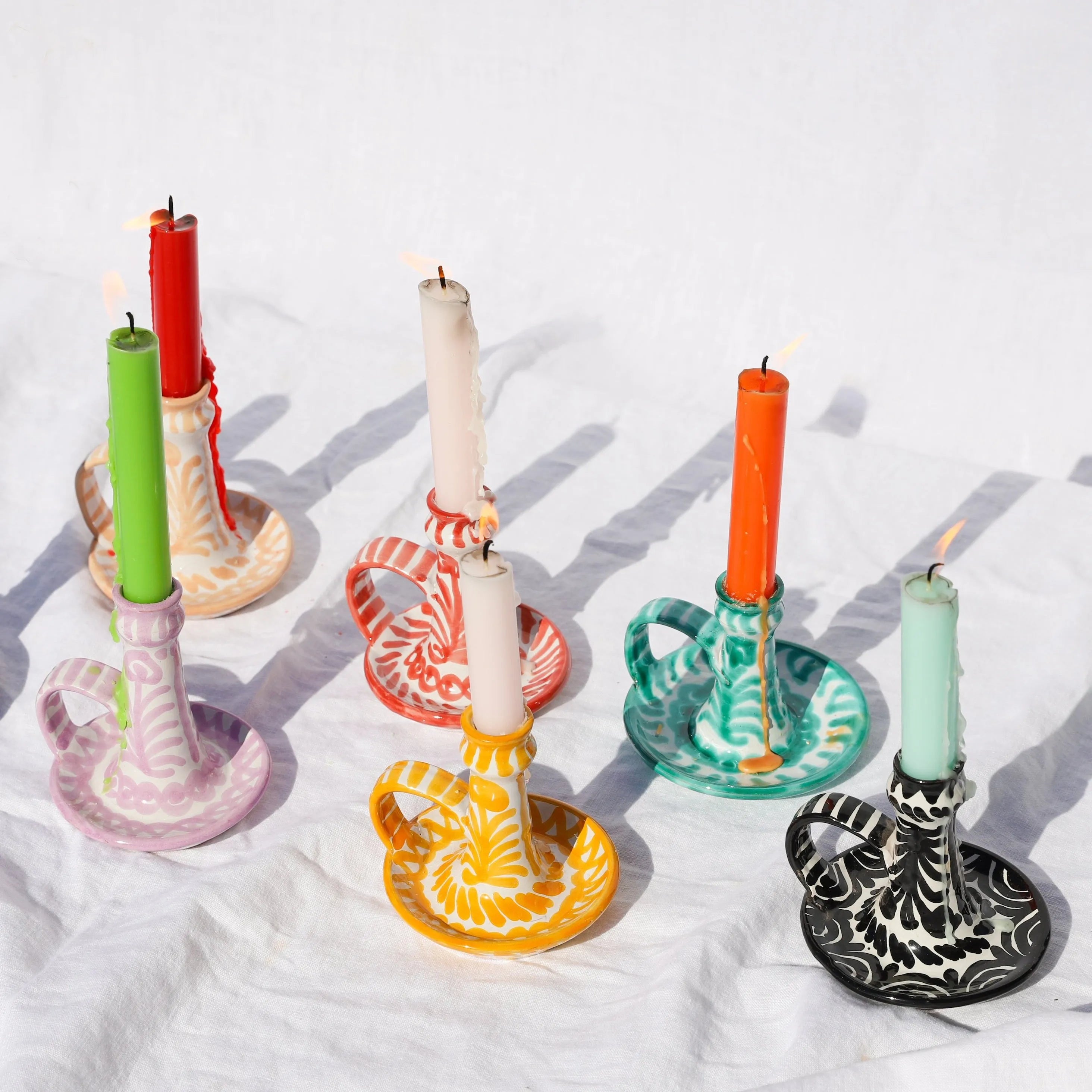 Candlestick with hand painted designs