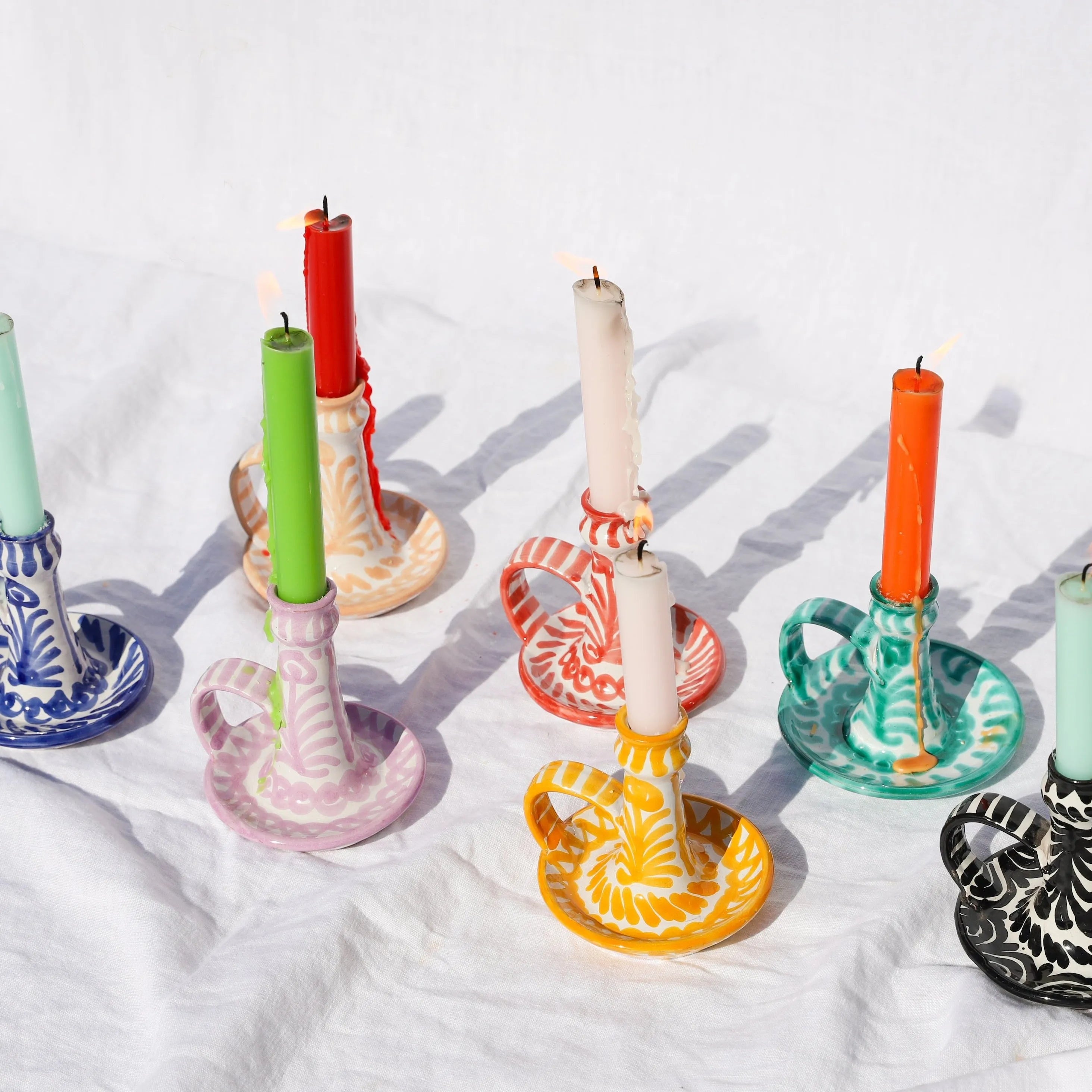 Candlestick with hand painted designs