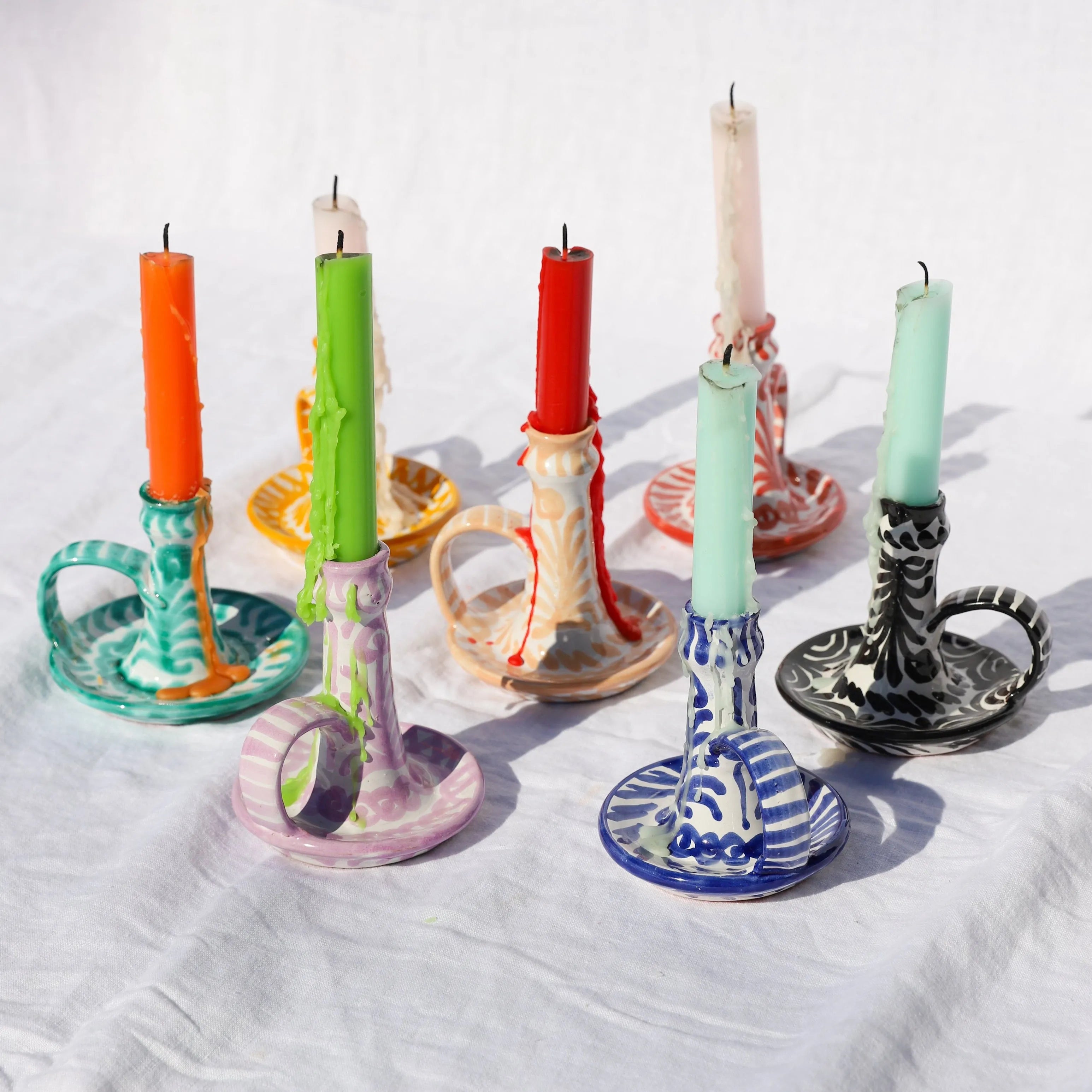 Candlestick with hand painted designs