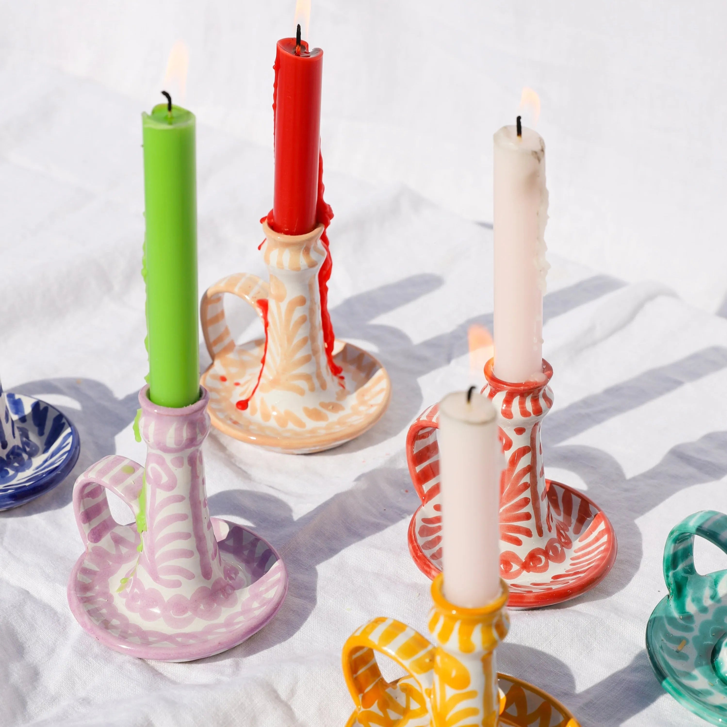 Candlestick with hand painted designs