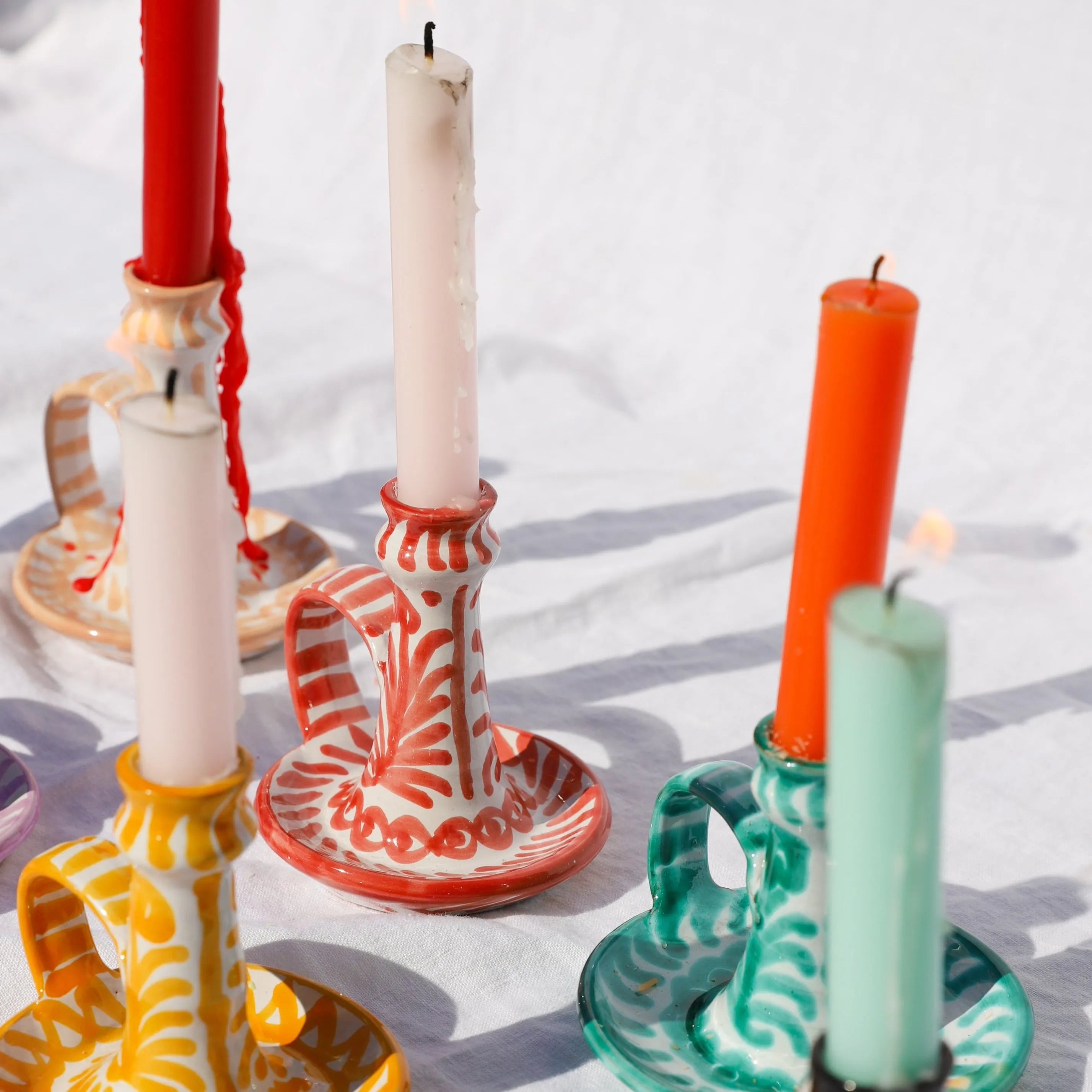 Candlestick with hand painted designs