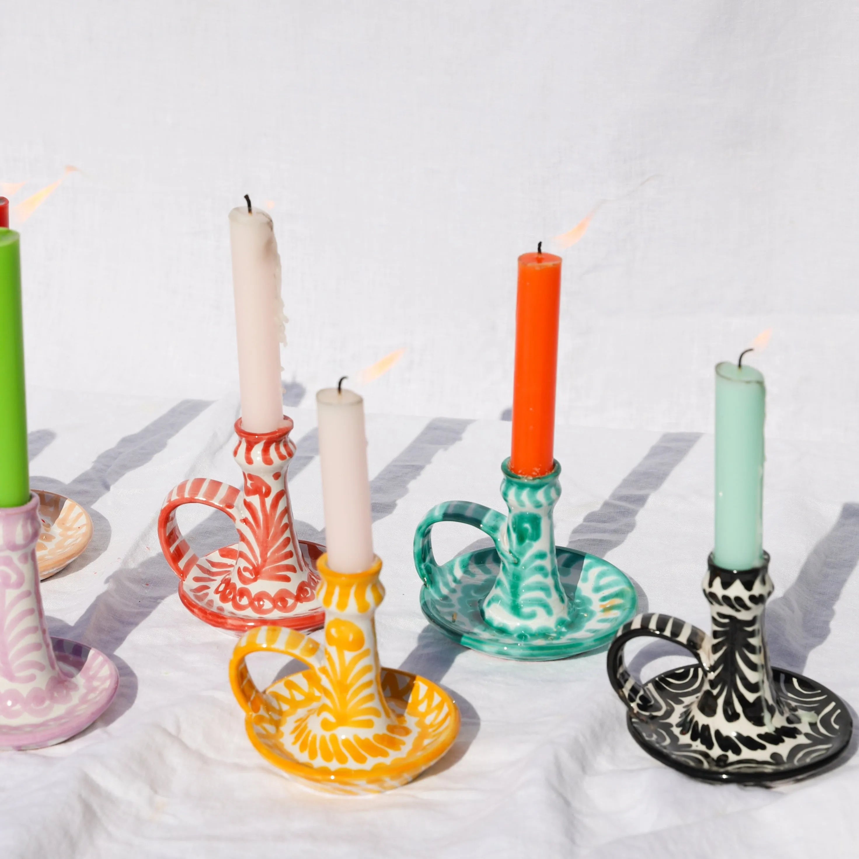 Candlestick with hand painted designs