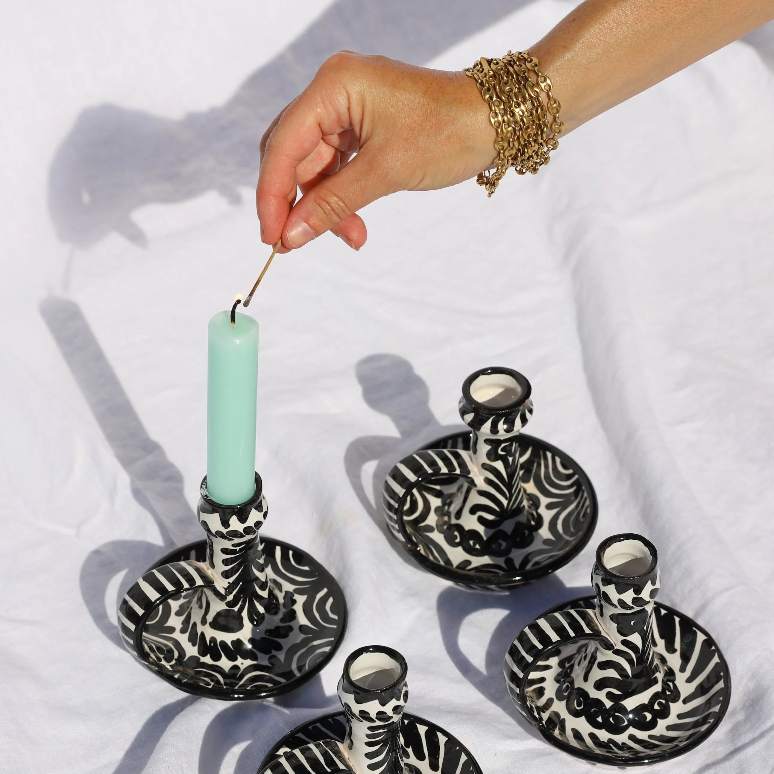 Candlestick with hand painted designs