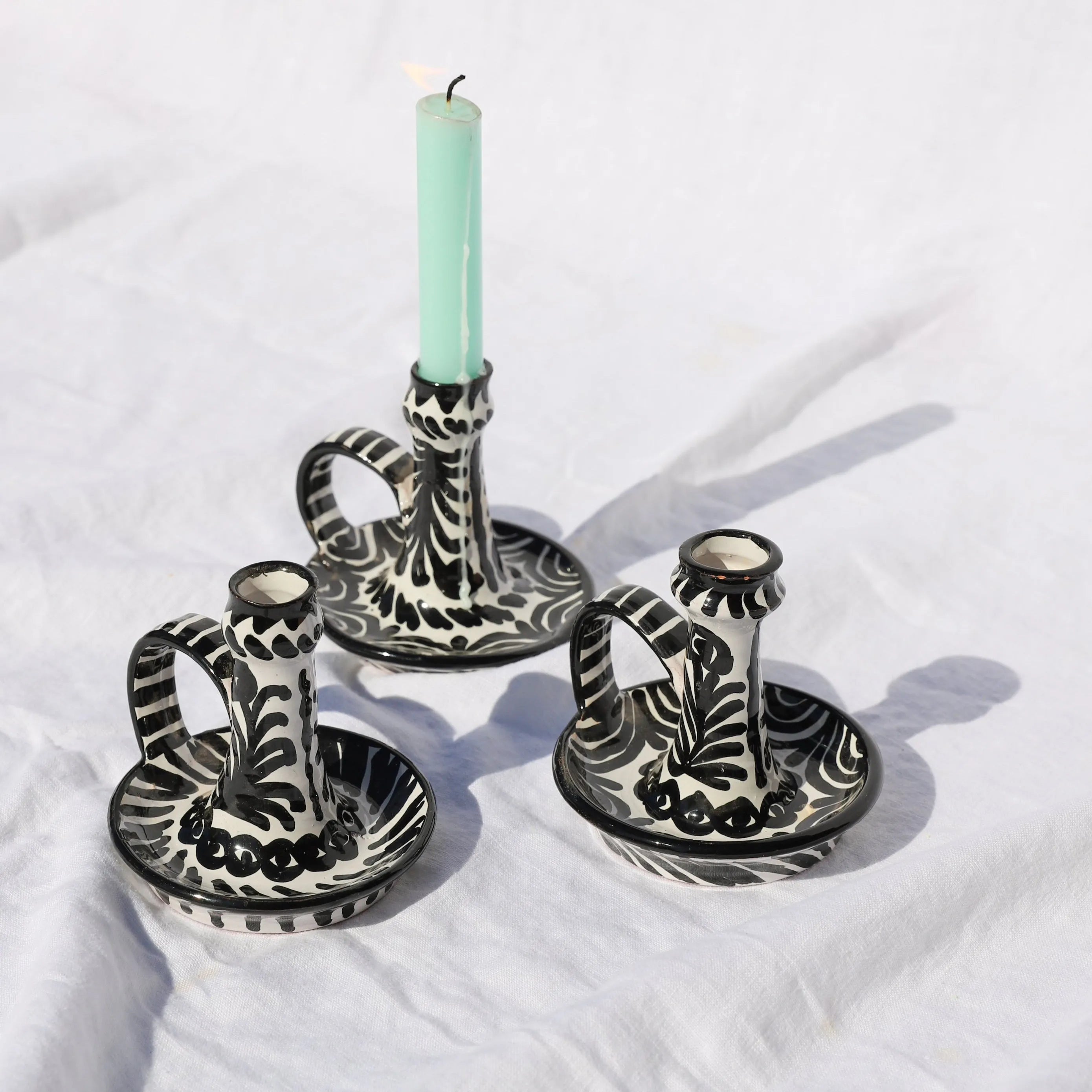 Candlestick with hand painted designs