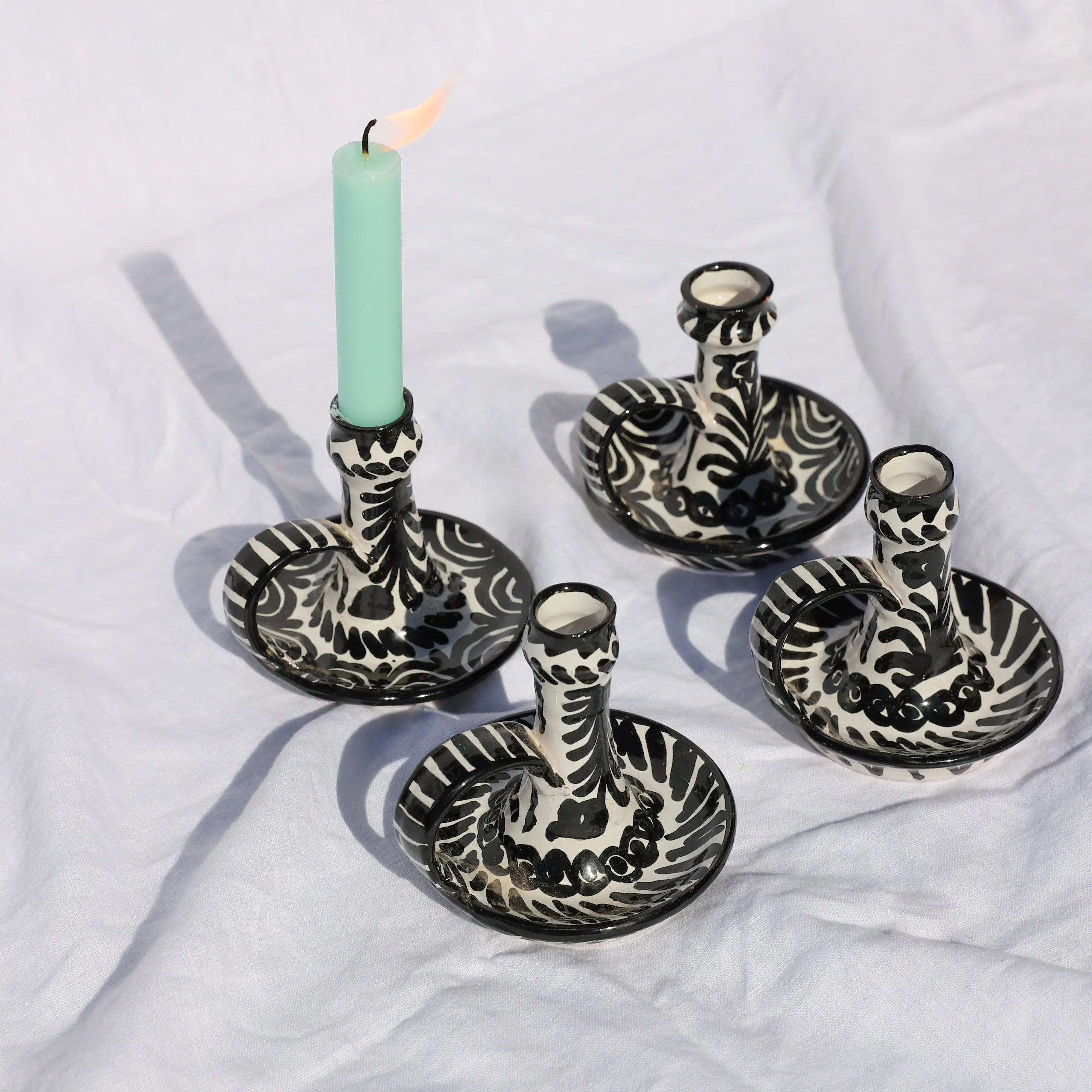 Candlestick with hand painted designs