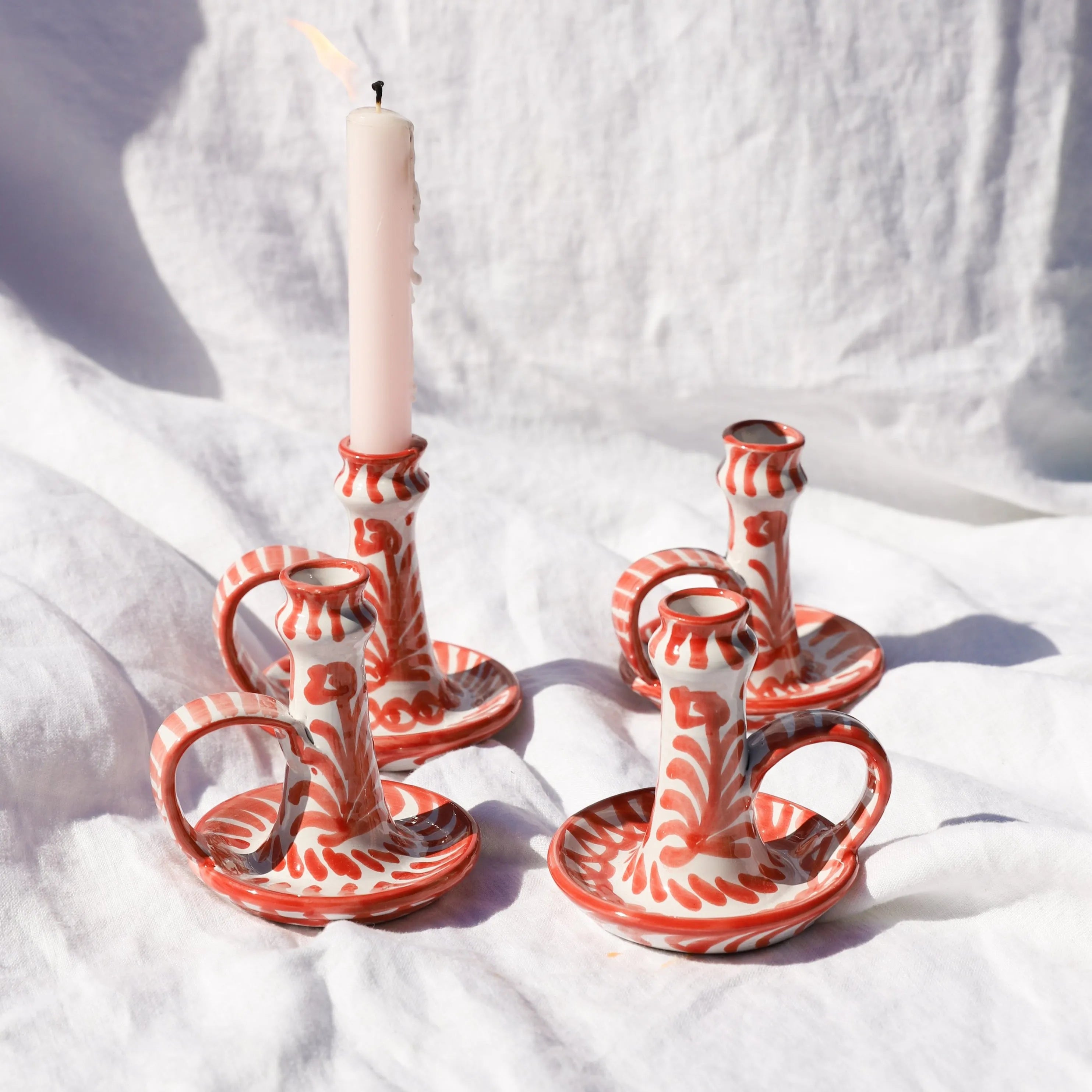 Candlestick with hand painted designs