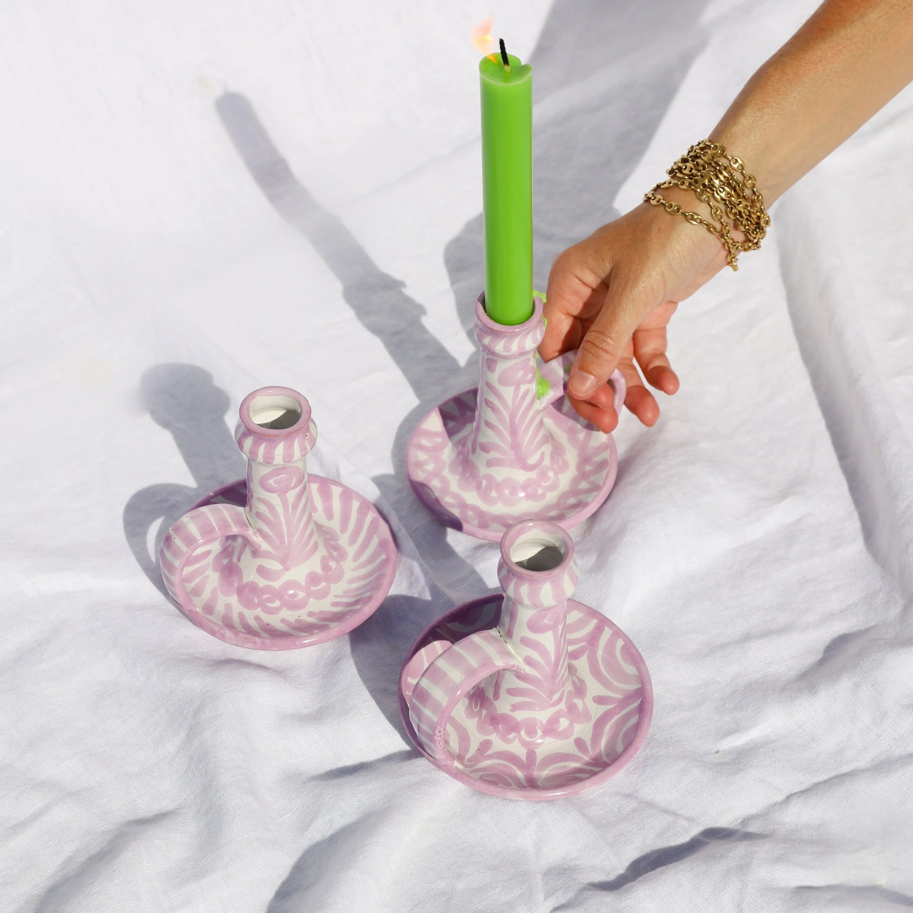 Candlestick with hand painted designs