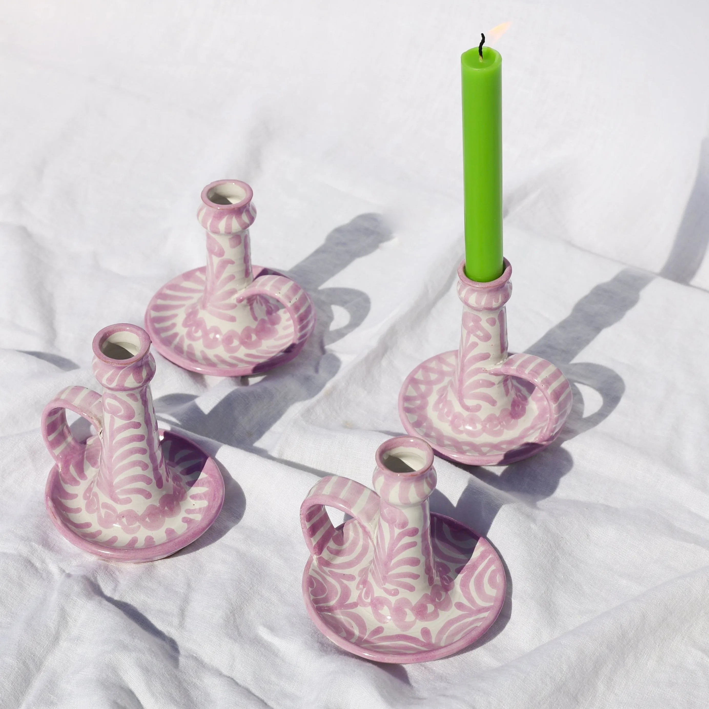 Candlestick with hand painted designs