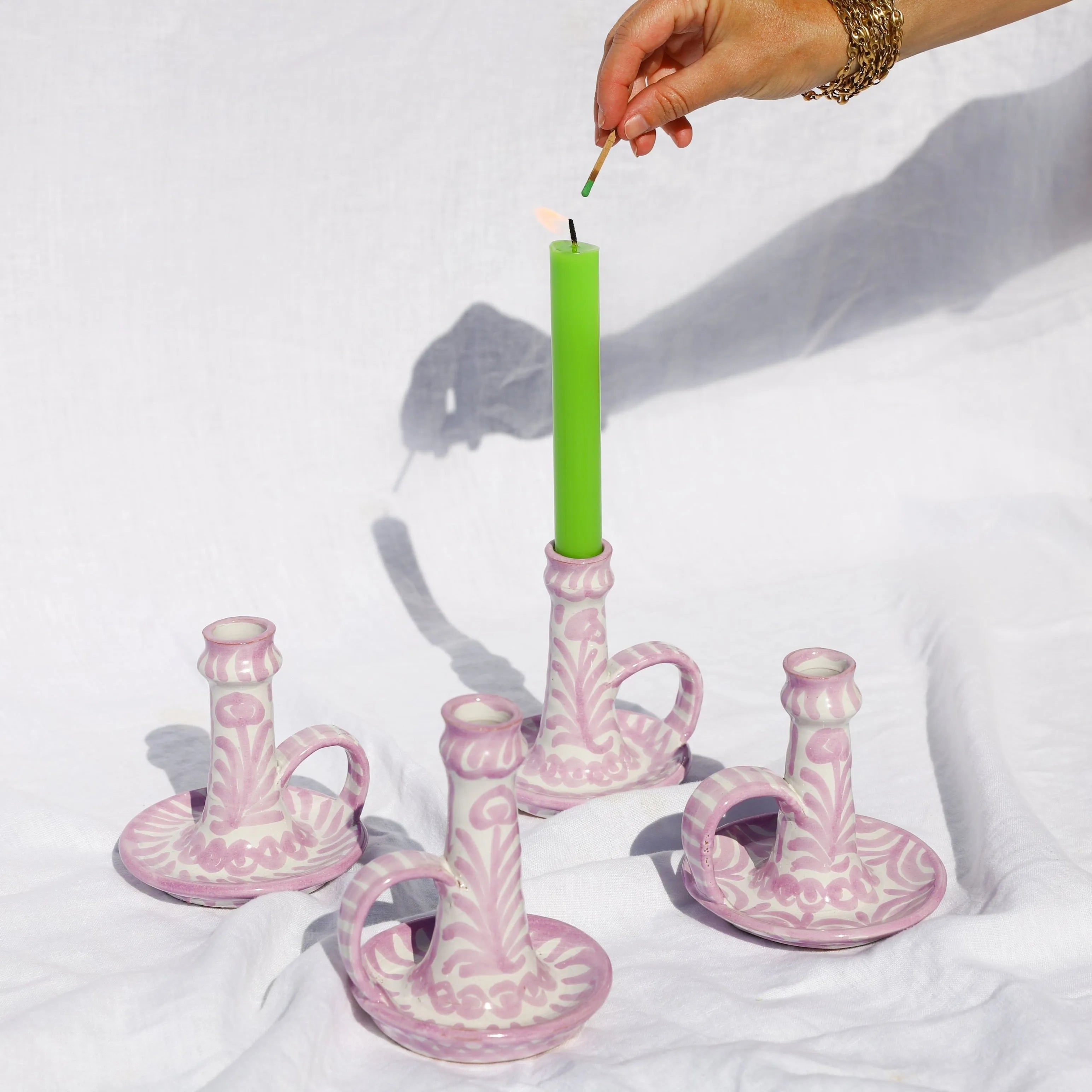 Candlestick with hand painted designs