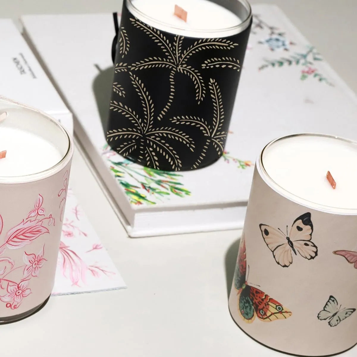 Butterflies Beige Candle