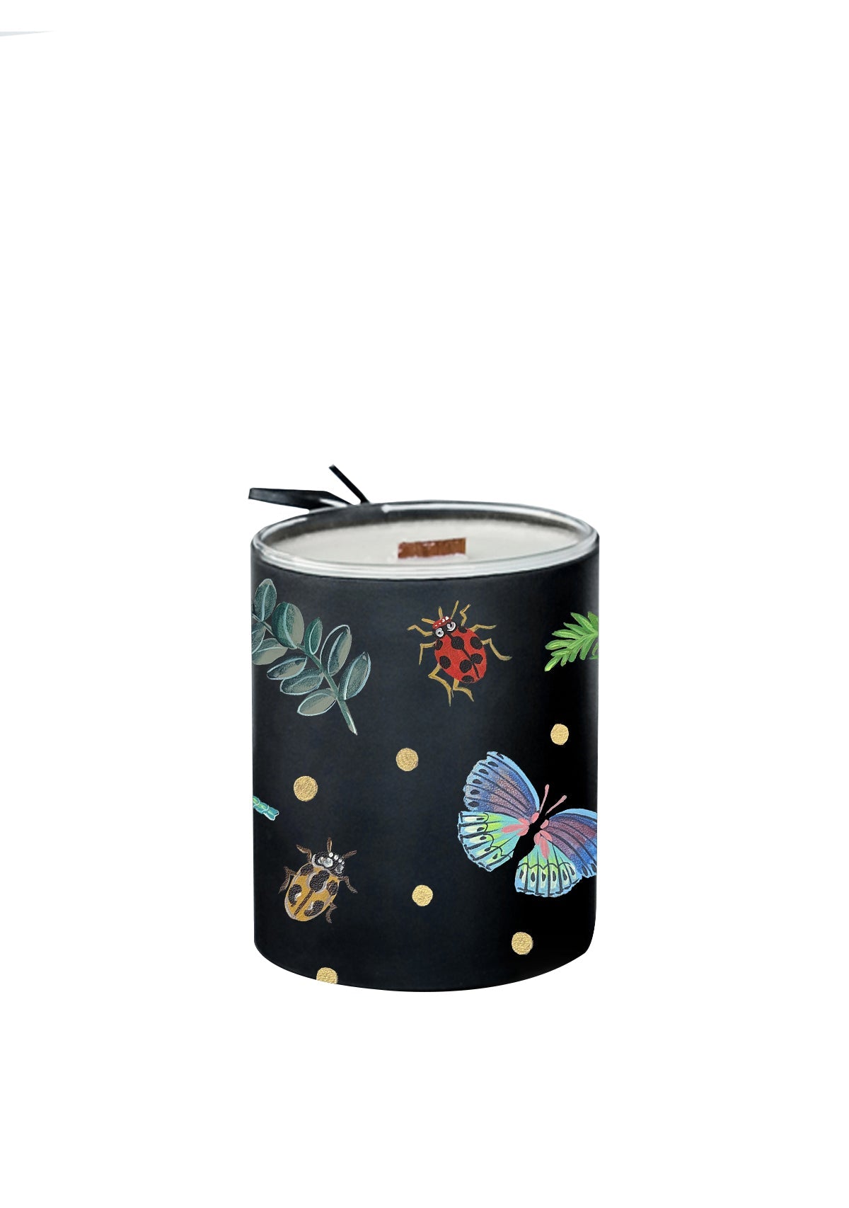 Polka Dots Black Candle