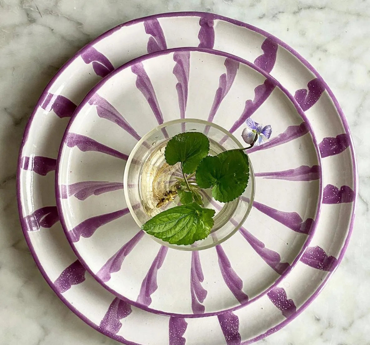 Dinner plate with candy cane stripes