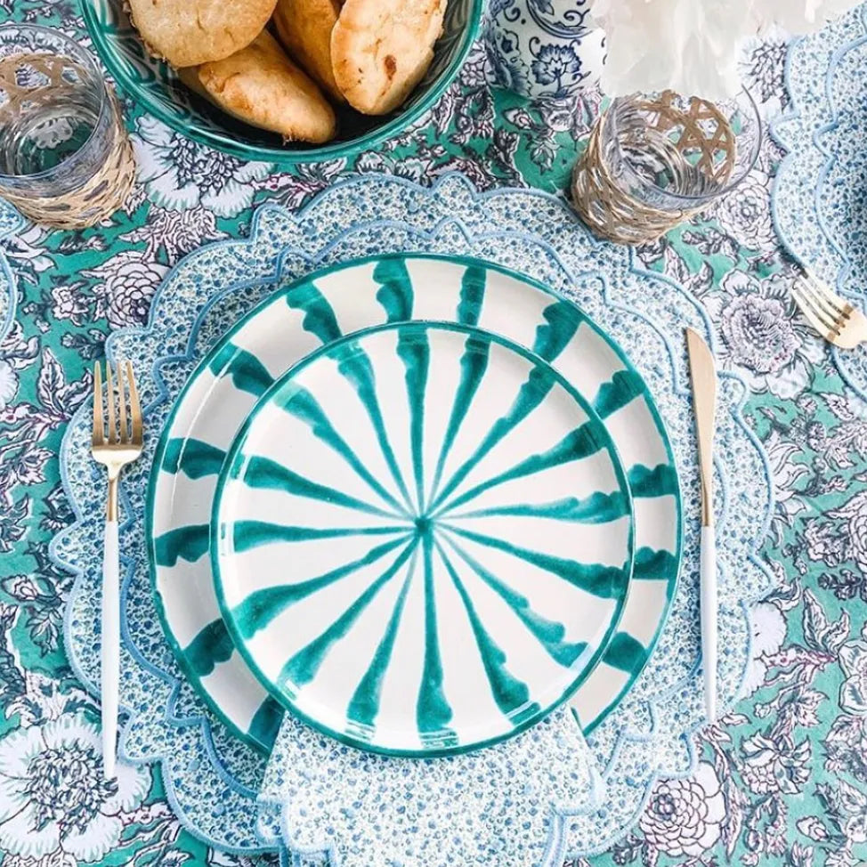 Dinner plate with candy cane stripes