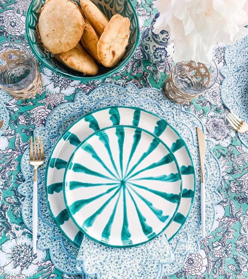 Salad plate with candy cane stripes