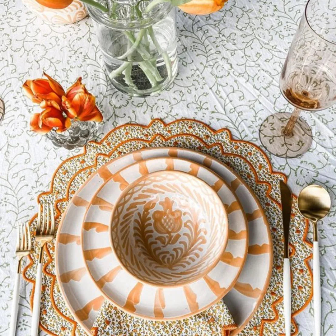 Salad plate with candy cane stripes