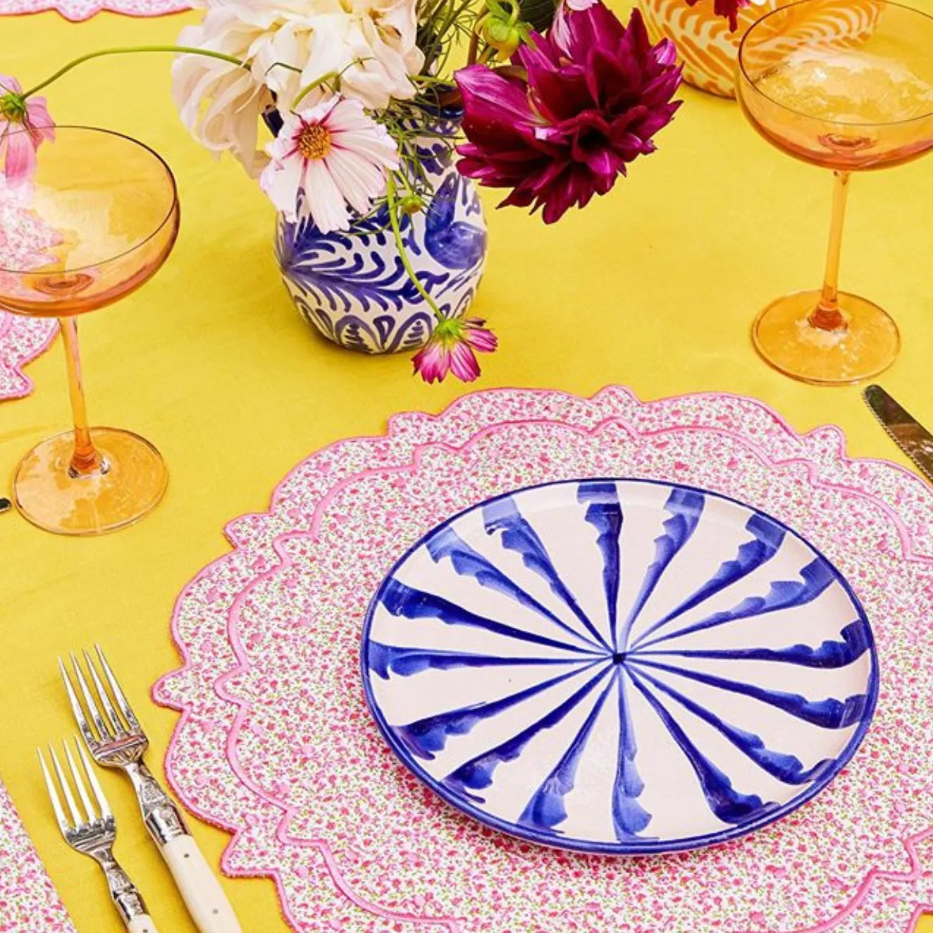 Salad plate with candy cane stripes