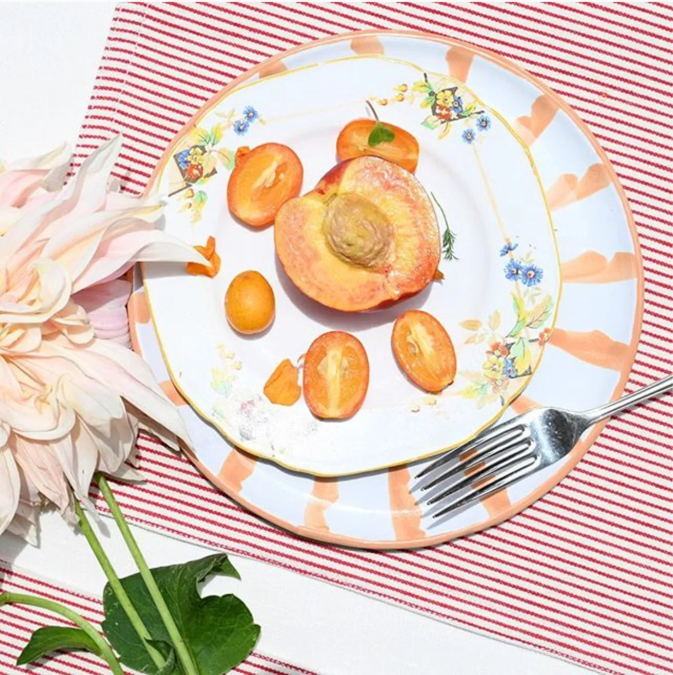 Dinner plate with candy cane stripes